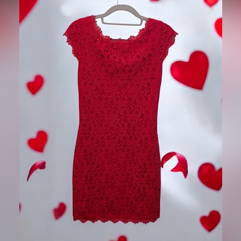 Diane Von Furstenberg Red Lace Mini Dress